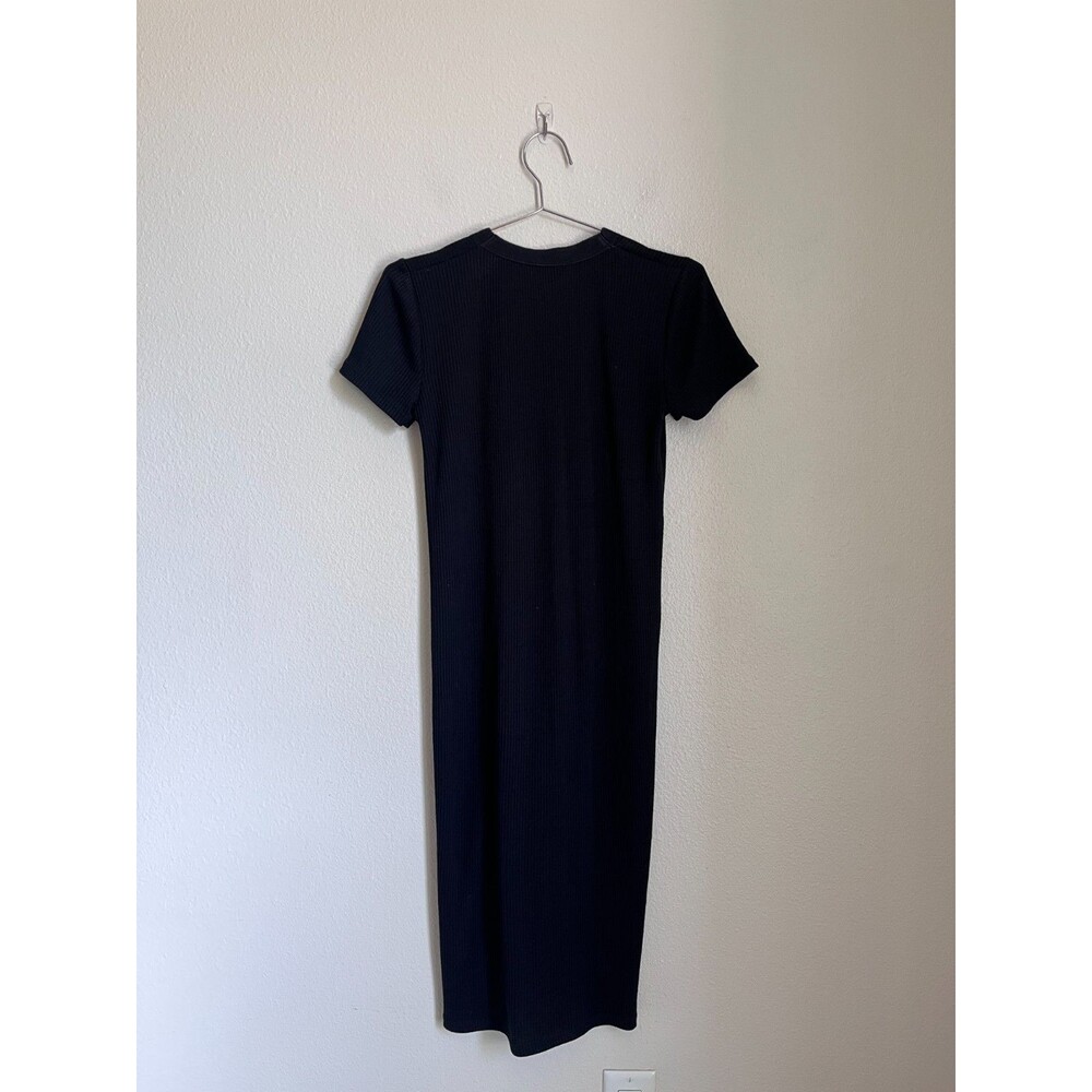 Zara Rib Button Down Midi Dress in Black Size SMALL - Picture 3 of 4